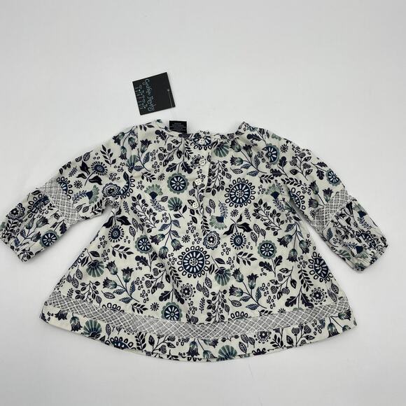 New CYNTHIA ROWLEY Shirt Micro Corduroy Lace Floral Pullover Baby Size 12 Mo - Picture 2 of 3